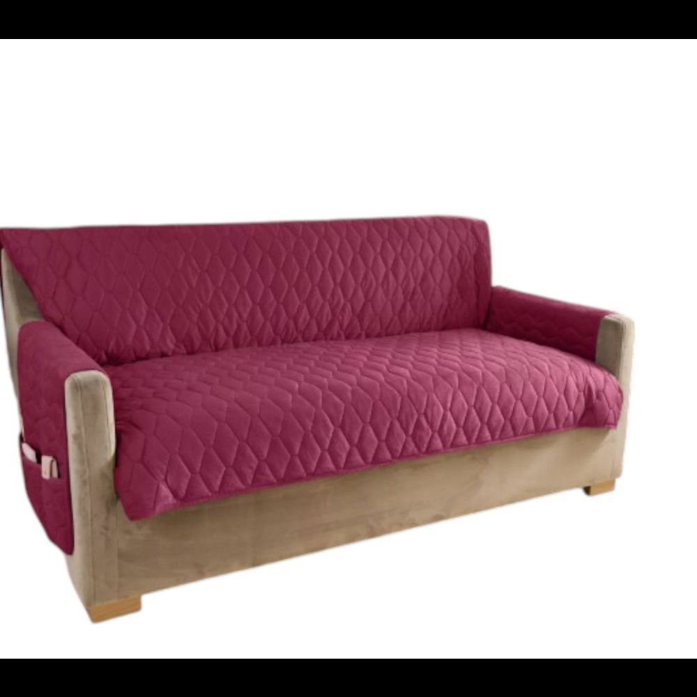 Home Reflections Micro mink Pin-Sonic Love Seat Cover Burgundy